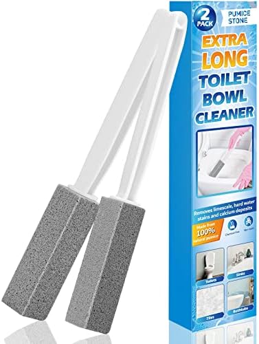 2 Pack Pumice Stones with Extra Long Handle for Toilet Cleaning