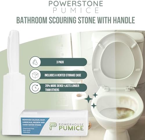 Powerstone Pumice Stone Toilet Cleaner with Handle - 3-Pack