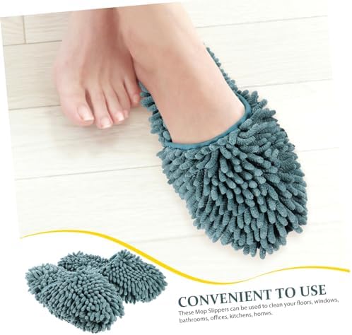 1 Pair Fluffy Mop Slippers for Women Reusable Skid-Resistant Cleaning Shoes