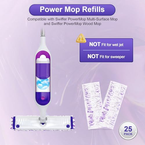 Kamitaly 25 Count Swiffer Power Mop Refills 14-Layer Multi-Surface Replacement Pads