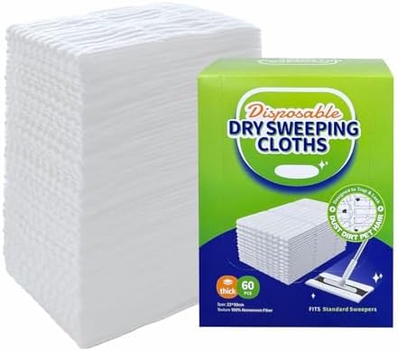 JEBBLAS 60 Pcs Disposable Dry Mop Cloth Refills