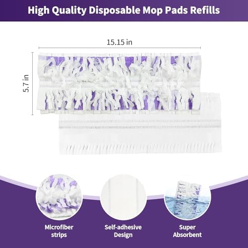 40 Pack Disposable Power Mop Pads Refills - Multi-Surface Wood Compatible