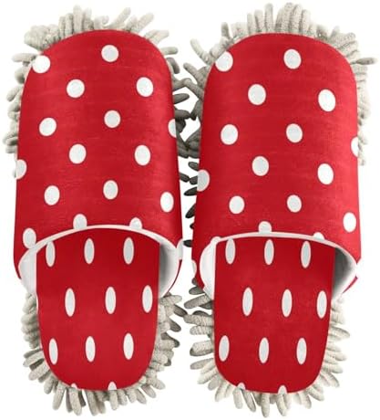 Bulletgxll Mop Slippers Red Dot Microfiber Washable Floor Mop
