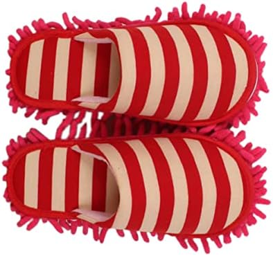 PACKOVE Chenille Cleaning Slippers Covers Red Size L