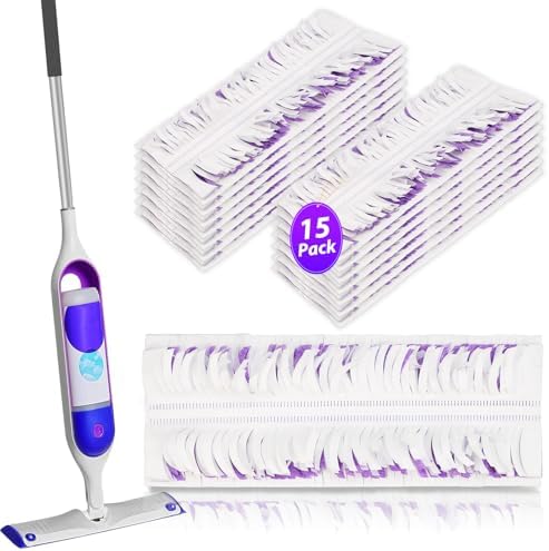 Disposable Mopping Pads Refills for PowerMop Purple-15 Pack
