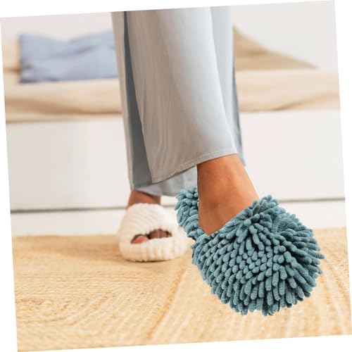 Minkissy 1 Pair Washable Mop Slippers Gray-Green