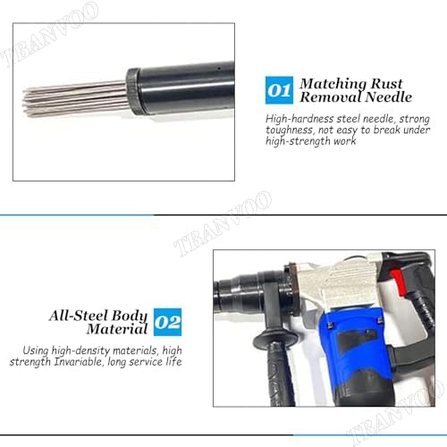 TBANVOO Portable Rust Scaler 23 x 18 Needles 4500 RPM 1100W 1