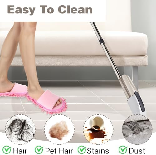 Telooco 4 Pairs Washable Mopping Slippers for Women and Men