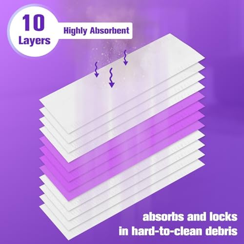 Disposable Mopping Pads Refills for PowerMop Purple-15 Pack