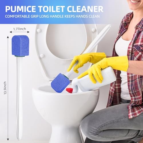 Yiweiiwn Pumice Stone Cleaner with 2 Handles and 10 Stones Blue