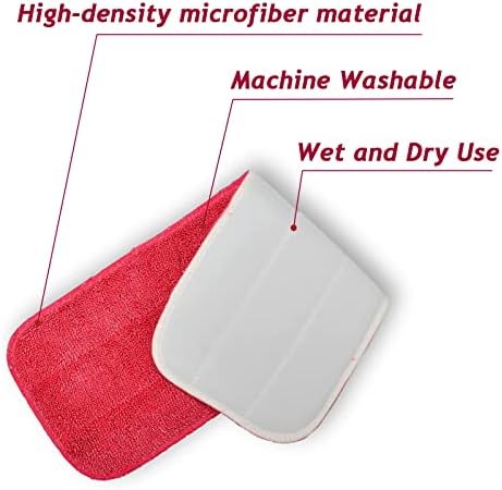Microfiber Mop Pads 18x6 Inch Set of 12 Red Reusable Replaceable