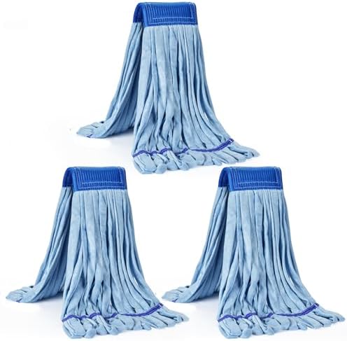 Matthew Cleaning Microfiber Tube Mop Replacement 3-Pack Heavy Duty Blue