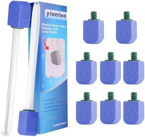 Yiweiiwn Pumice Stone Cleaner with 2 Handles and 10 Stones Blue