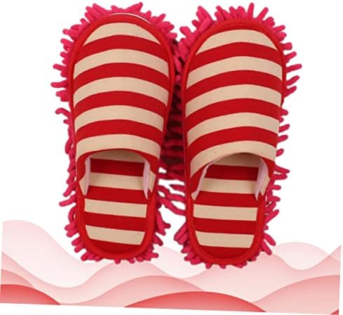 PACKOVE Chenille Cleaning Slippers Covers Red Size L