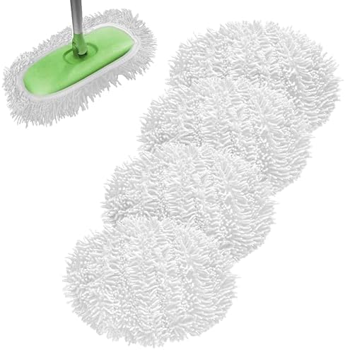 Reusable Microfiber Mop Pads 4 Pack White