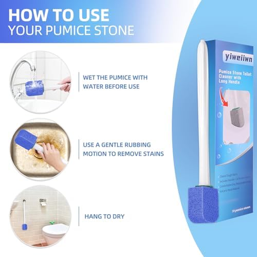 Yiweiiwn Pumice Stone Cleaner with 2 Handles and 10 Stones Blue