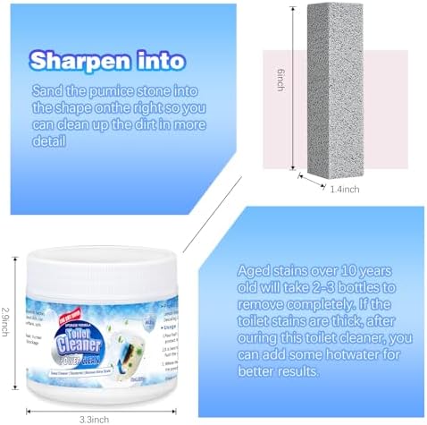 Toilet Bowl Cleaner Powder Pumice Stone Set
