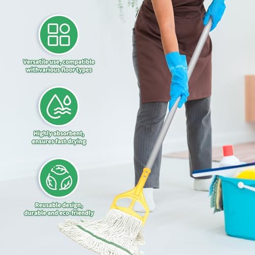 6 Pack Heavy Duty Mop Heads with Looped Ends