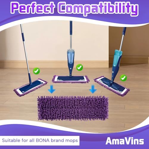 AmaVins 5 Pack Reusable Microfiber Mop Pads for Bona Mop