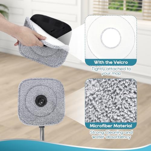 Yicotira Square Microfiber Mop Pads - 6 Pack for True Spin Mop