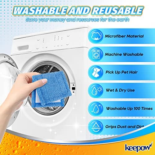 KEEPOW 2 Pack Reusable Microfiber Mop Pads for Swiffer