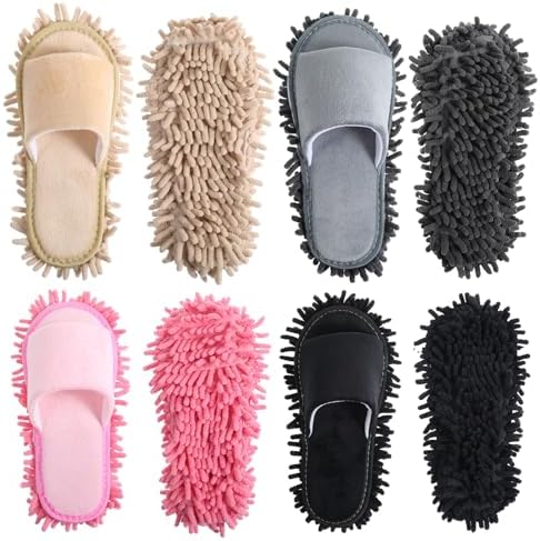 Telooco 4 Pairs Washable Mopping Slippers for Women and Men