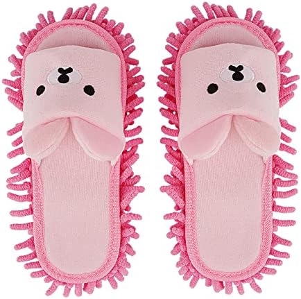 Liitrton Detachable Mop Slippers with Microfiber Chenille Pad Pink