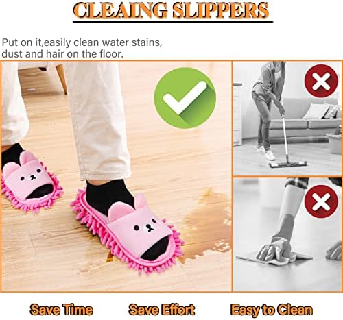 Liitrton Detachable Mop Slippers with Microfiber Chenille Pad Pink