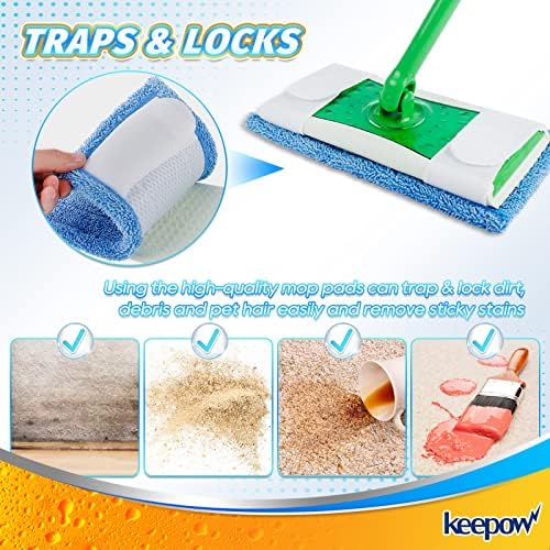 KEEPOW 2 Pack Reusable Microfiber Mop Pads for Swiffer