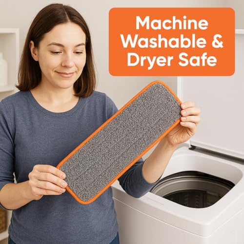 Superio Microfiber Mopping Pad - 8 x 45 Reusable Streak-Free