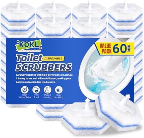 KOKL 60pcs Toilet Brush Refills - Premium Cleaners with Fresh Scent