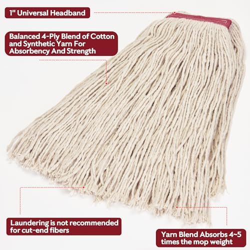 Matthew 24oz Cotton Mop Refills 3-Pack White