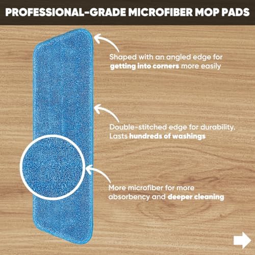 3Pack Microfiber Mop Replacement Heads for Deep Cleaning