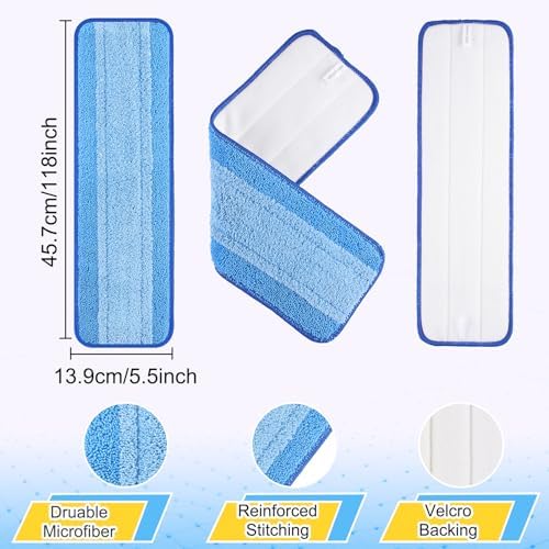 8 Pack 18 Inch Reusable Microfiber Spray Mop Replacement Heads