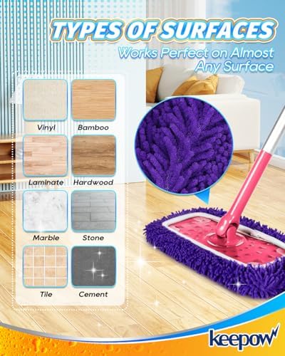 KEEPOW 8Pcs Reusable Microfiber Mop Pads for Swiffer Sweeper