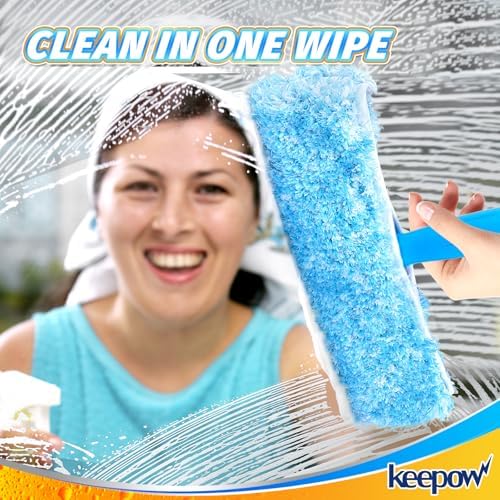 KEEPOW 10 Inch Microfiber Window Scrubber Refill 4 Pack