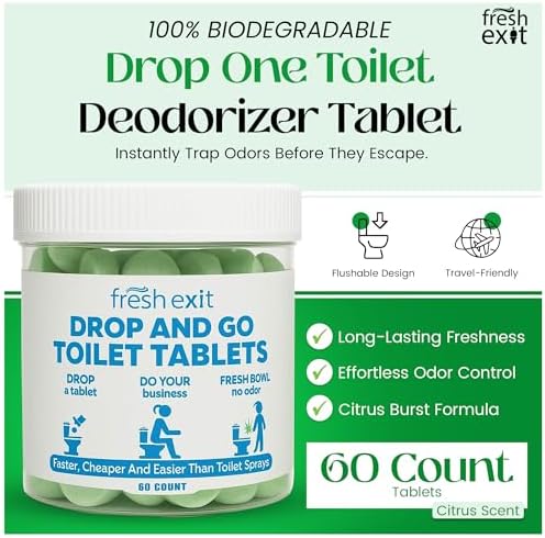 FreshExit Toilet Deodorizer Tablets 60 Count Citrus Scent