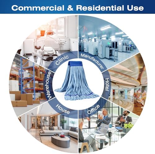 Matthew Cleaning Microfiber Tube Mop Replacement 3-Pack Heavy Duty Blue