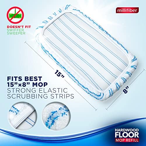 Millifiber Microfiber Mop Refills 15x8 Inches 12-Pack