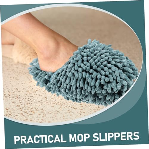 1 Pair Fluffy Mop Slippers for Women Reusable Skid-Resistant Cleaning Shoes
