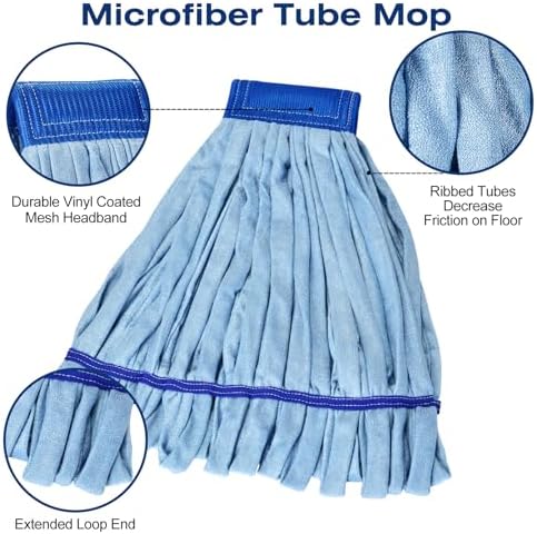 Matthew Cleaning Microfiber Tube Mop Replacement 3-Pack Heavy Duty Blue