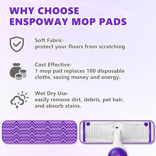 ENSPOWAY Reusable Mop Pads 6-Pack for Swiffer PowerMop