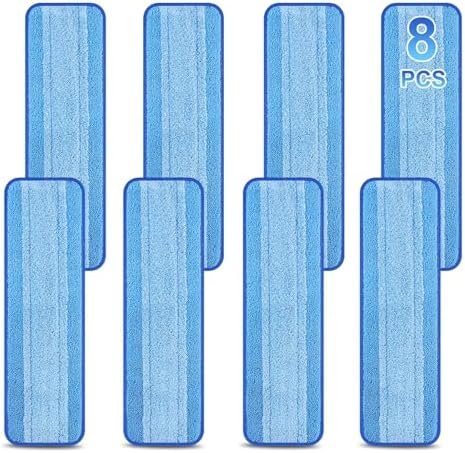 8 Pack 18 Inch Reusable Microfiber Spray Mop Replacement Heads
