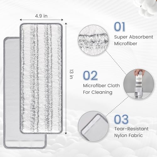 Zeekech Flat Mop Head Replacement Pads 13 X 49 Grey Stripe