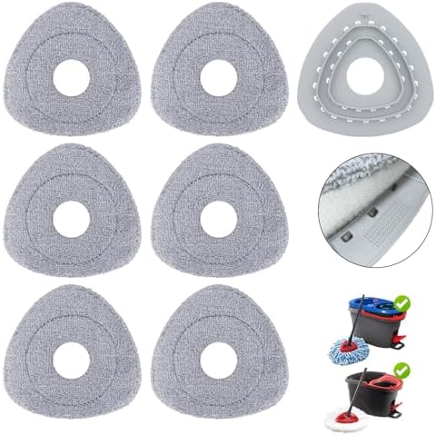 Sgizoku Spin Mop Head Refill - 6 Cloth Pads with Base