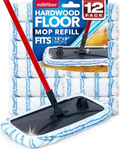 Millifiber Microfiber Mop Refills 15x8 Inches 12-Pack