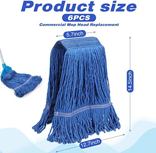 Nuogo 6 Pcs Heavy Duty Wet Mop Head Refills Blue