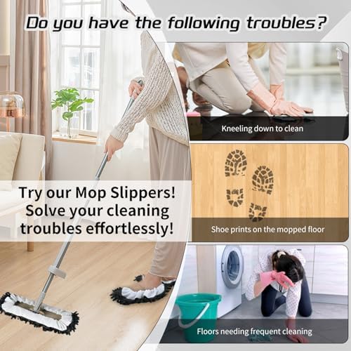 EKIORI Mop Slippers Socks - Washable Reusable Floor Cleaning Covers