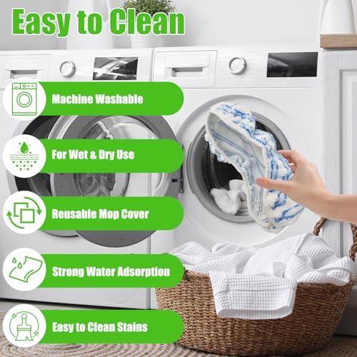 WVYNUYQP Reusable Cotton Microfiber Mop Paddles 4 Pack