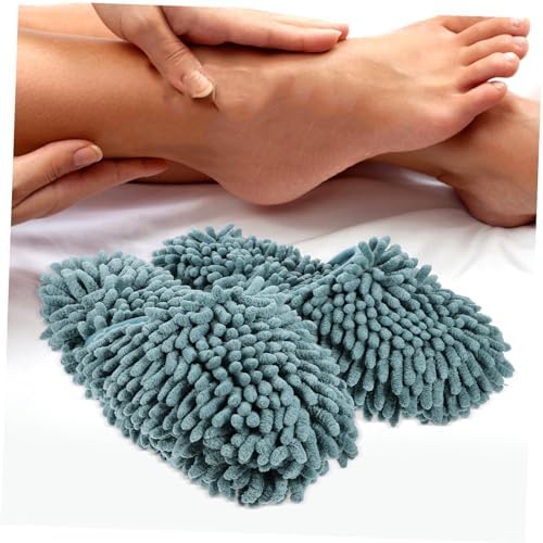 Minkissy 1 Pair Washable Mop Slippers Gray-Green